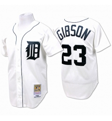 Men's Mitchell and Ness Detroit Tigers #23 Kirk Gibson Authentic White Throwback MLB Jersey