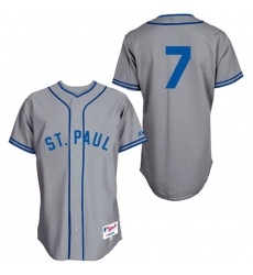 Men's Majestic Minnesota Twins #7 Joe Mauer Authentic Grey 1948 St. Paul Saints Turn Back The Clock MLB Jersey