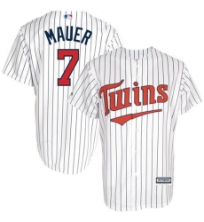 Men's Majestic Minnesota Twins #7 Joe Mauer Authentic White Cool Base MLB Jersey