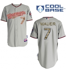 Men's Majestic Minnesota Twins #7 Joe Mauer Replica Grey USMC Cool Base MLB Jersey