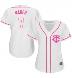 Women's Majestic Minnesota Twins #7 Joe Mauer Authentic White Fashion Cool Base MLB Jersey