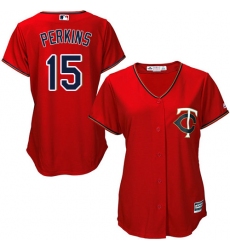 Women's Majestic Minnesota Twins #15 Glen Perkins Authentic Scarlet Alternate Cool Base MLB Jersey