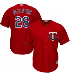 Men's Majestic Minnesota Twins #28 Bert Blyleven Replica Scarlet Alternate Cool Base MLB Jersey