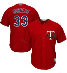 Youth Majestic Minnesota Twins #33 Justin Morneau Replica Scarlet Alternate Cool Base MLB Jersey