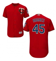 Men's Majestic Minnesota Twins #45 Phil Hughes Authentic Scarlet Alternate Flex Base Authentic Collection MLB Jersey