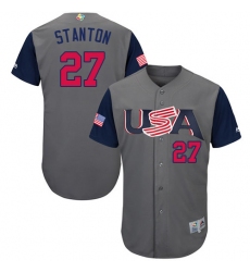 Men's USA Baseball Majestic #27 Giancarlo Stanton Gray 2017 World Baseball Classic Authentic Team Jersey