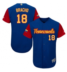 Men's Venezuela Baseball Majestic #18 Silvino Bracho Royal Blue 2017 World Baseball Classic Authentic Team Jersey