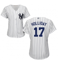 Women's Majestic New York Yankees #17 Matt Holliday Authentic White Home MLB Jersey
