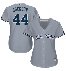 Women's Majestic New York Yankees #44 Reggie Jackson Replica Grey Road MLB Jersey