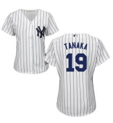 Women's Majestic New York Yankees #19 Masahiro Tanaka Authentic White Home MLB Jersey
