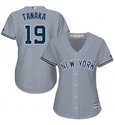 Women's Majestic New York Yankees #19 Masahiro Tanaka Replica Grey Road MLB Jersey