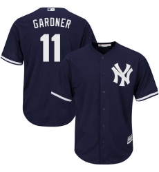 Men's Majestic New York Yankees #11 Brett Gardner Replica Navy Blue Alternate MLB Jersey