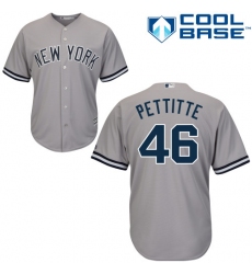 Youth Majestic New York Yankees #46 Andy Pettitte Replica Grey Road MLB Jersey