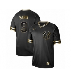 Men's New York Yankees #9 Roger Maris Authentic Black Gold Fashion Baseball Jersey