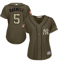 Women's Majestic New York Yankees #5 Joe DiMaggio Authentic Green Salute to Service MLB Jersey
