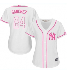 Women's Majestic New York Yankees #24 Gary Sanchez Authentic White Fashion Cool Base MLB Jersey