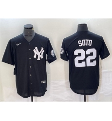 Men's New York Yankees #22 Juan Soto Black Cool Base Stitched Baseball Jersey