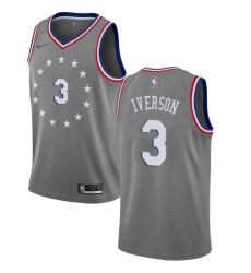 Women's Nike Philadelphia 76ers #3 Allen Iverson Swingman Gray NBA Jersey - City Edition
