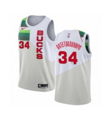 Women's Nike Milwaukee Bucks #34 Giannis Antetokounmpo White Swingman Jersey - Earned Edition