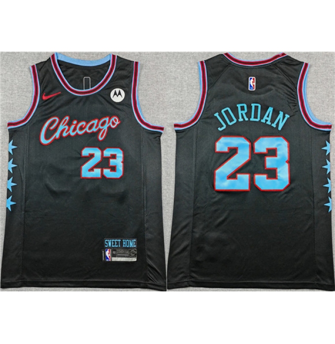 Men's Chicago Bulls #23 Michael Jordan Black 2025-26 City Edition Stitched Basketball Jersey