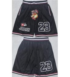 Men's Chicago Bulls #23 Michael Jordan Black Shorts002 (Run Small)