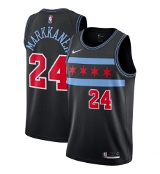 Men's Nike Chicago Bulls #24 Lauri Markkanen Swingman Black NBA Jersey - City Edition