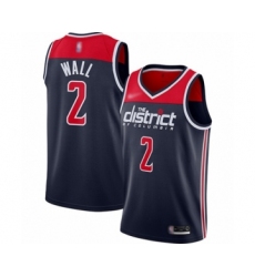 Men's Washington Wizards #2 John Wall Authentic Navy Blue Finished Basketball Jersey - Statement Edition