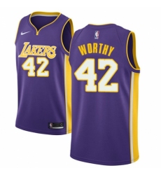 Youth Nike Los Angeles Lakers #42 James Worthy Authentic Purple NBA Jersey - Icon Edition