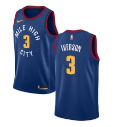 Men's Nike Denver Nuggets #3 Allen Iverson Swingman Light Blue Alternate NBA Jersey Statement Edition