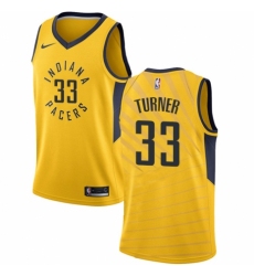 Men's Nike Indiana Pacers #33 Myles Turner Authentic Gold NBA Jersey Statement Edition