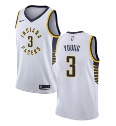 Men's Nike Indiana Pacers #3 Joe Young Authentic White NBA Jersey - Association Edition
