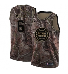 Men's Nike Detroit Pistons #6 Terry Mills Swingman Camo Realtree Collection NBA Jersey