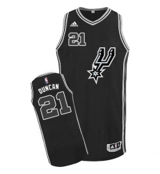 Youth Adidas San Antonio Spurs #21 Tim Duncan Authentic Black New Road NBA Jersey