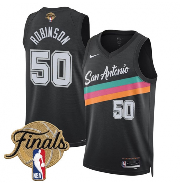 Men's San Antonio Spurs #50 David Robinson Black 2026 Finals City Edition Stitched Basketball Jersey