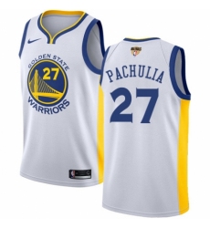 Women's Nike Golden State Warriors #27 Zaza Pachulia Authentic White Home 2018 NBA Finals Bound NBA Jersey - Association Edition