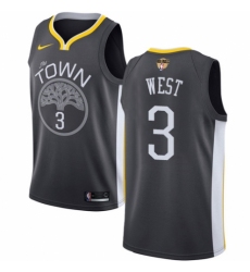 Men's Nike Golden State Warriors #3 David West Swingman Black Alternate 2018 NBA Finals Bound NBA Jersey - Statement Edition