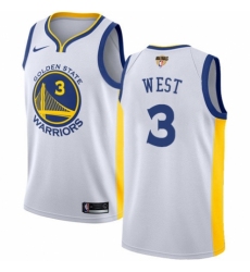Men's Nike Golden State Warriors #3 David West Swingman White Home 2018 NBA Finals Bound NBA Jersey - Association Edition