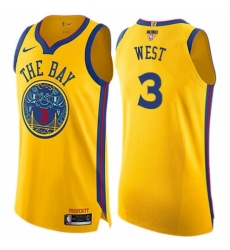 Women's Nike Golden State Warriors #3 David West Swingman Gold 2018 NBA Finals Bound NBA Jersey - City Edition