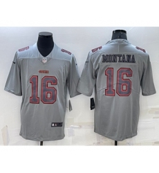 Men's San Francisco 49ers #16 Joe Montana Grey Atmosphere Fashion 2022 Vapor Untouchable Stitched Limited Jersey