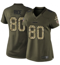 Women's Nike San Francisco 49ers #80 Jerry Rice Elite Green Salute to Service NFL Jersey