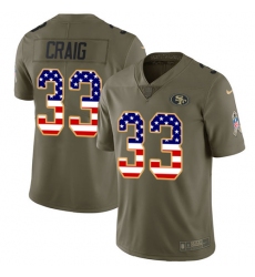Men's Nike San Francisco 49ers #33 Roger Craig Limited Olive/USA Flag 2017 Salute to Service NFL Jersey