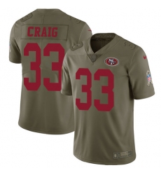 Youth Nike San Francisco 49ers #33 Roger Craig Limited Olive 2017 Salute to Service NFL Jersey