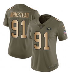 Women's Nike San Francisco 49ers #91 Arik Armstead Limited Olive/Gold 2017 Salute to Service NFL Jersey