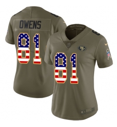 Women's Nike San Francisco 49ers #81 Terrell Owens Limited Olive/USA Flag 2017 Salute to Service NFL Jersey