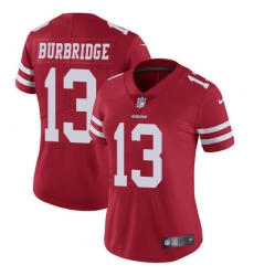 Women's Nike San Francisco 49ers #13 Aaron Burbridge Red Team Color Vapor Untouchable Limited Player NFL Jersey