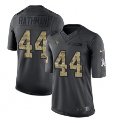 Men's Nike San Francisco 49ers #44 Tom Rathman Limited Black 2016 Salute to Service NFL Jersey