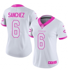 Women's Nike Chicago Bears #6 Mark Sanchez Limited White/Pink Rush Fashion NFL Jersey