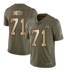 Men's Nike Cincinnati Bengals #71 Andre Smith Limited Olive/Gold 2017 Salute to Service NFL Jersey