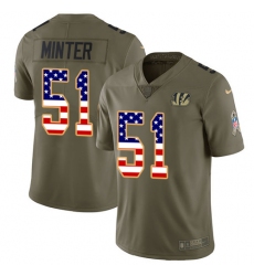 Men's Nike Cincinnati Bengals #51 Kevin Minter Limited Olive/USA Flag 2017 Salute to Service NFL Jersey