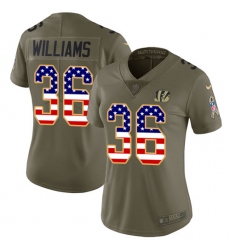 Women's Nike Cincinnati Bengals #36 Shawn Williams Limited Olive/USA Flag 2017 Salute to Service NFL Jersey